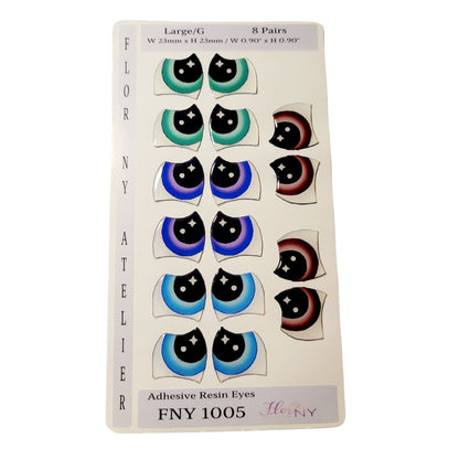 Adhesive Resin Eyes FNY 1005 - for use with Cold Porcelain Air Dry Clay, Polymer Clay, EVA, Felt, Fabric, Plaster, Paper, Ceramic and more