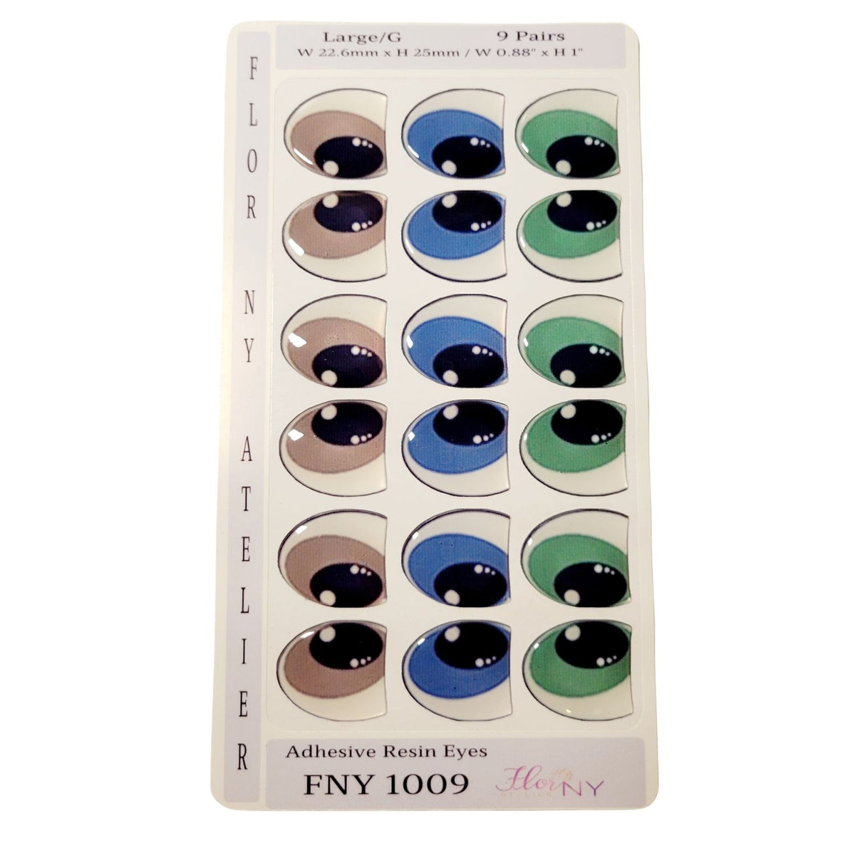 Adhesive Resin Eyes FNY 1009 - for use with Cold Porcelain Air Dry Clay, Polymer Clay, EVA, Felt, Fabric, Plaster, Paper, Ceramic and more