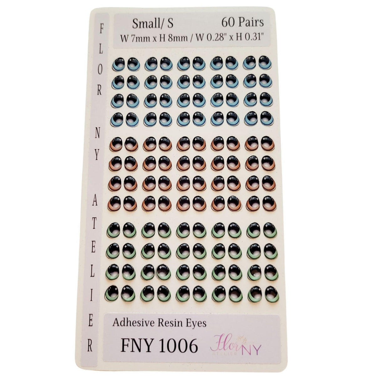 Adhesive Resin Eyes FNY 1006 - for use with Cold Porcelain Air Dry Clay, Polymer Clay, EVA, Felt, Fabric, Plaster, Paper, Ceramic and more