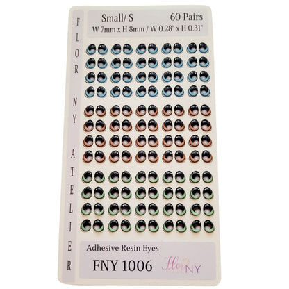 Adhesive Resin Eyes FNY 1006 - for use with Cold Porcelain Air Dry Clay, Polymer Clay, EVA, Felt, Fabric, Plaster, Paper, Ceramic and more