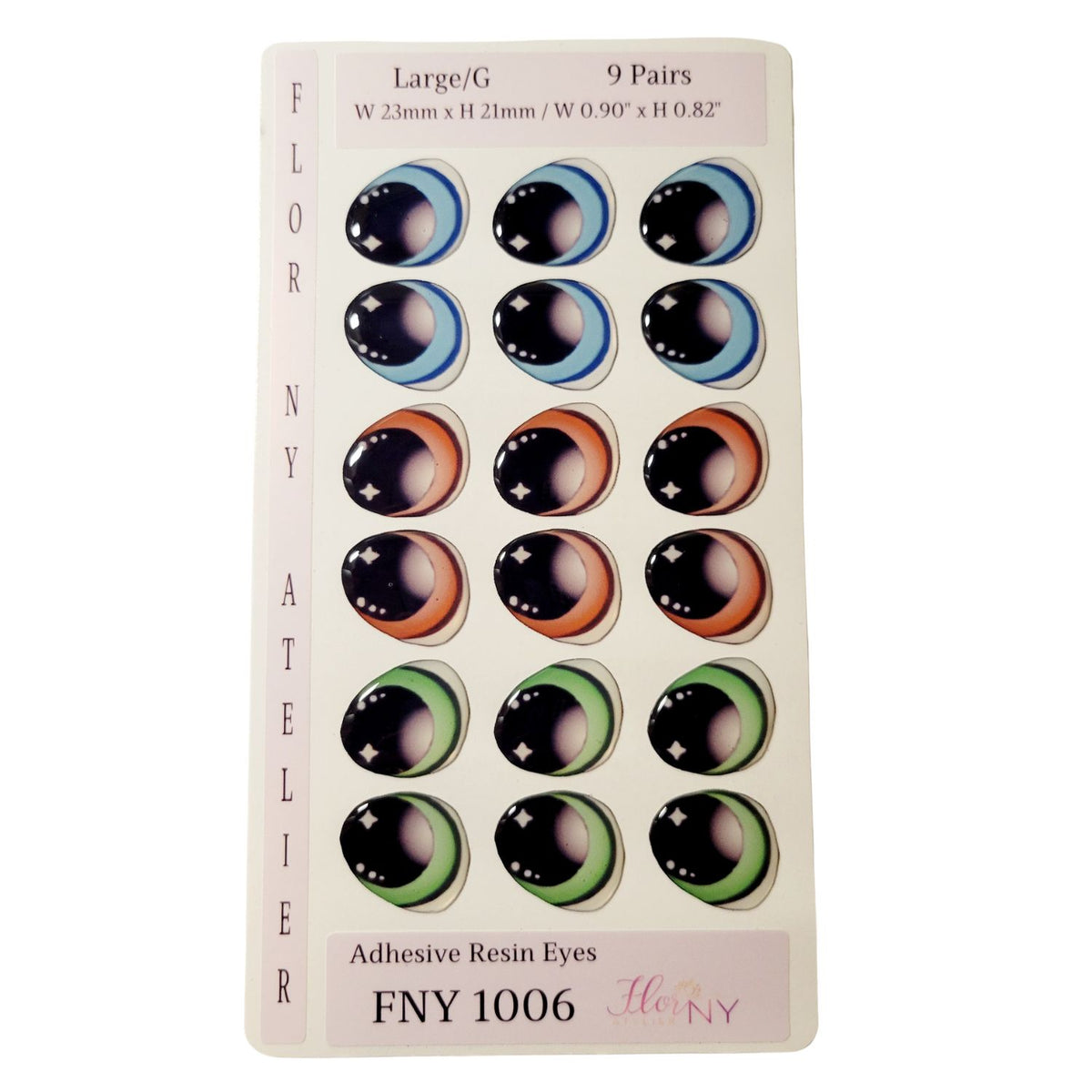 Adhesive Resin Eyes FNY 1006 - for use with Cold Porcelain Air Dry Clay, Polymer Clay, EVA, Felt, Fabric, Plaster, Paper, Ceramic and more