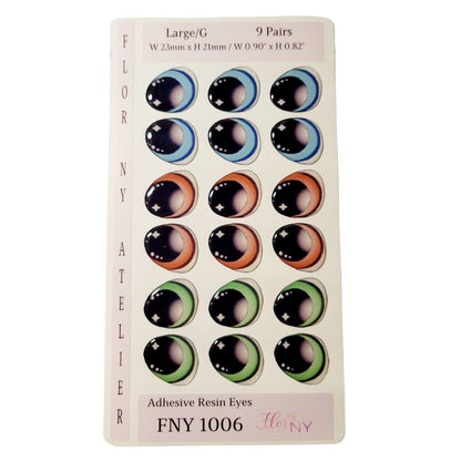 Adhesive Resin Eyes FNY 1006 - for use with Cold Porcelain Air Dry Clay, Polymer Clay, EVA, Felt, Fabric, Plaster, Paper, Ceramic and more