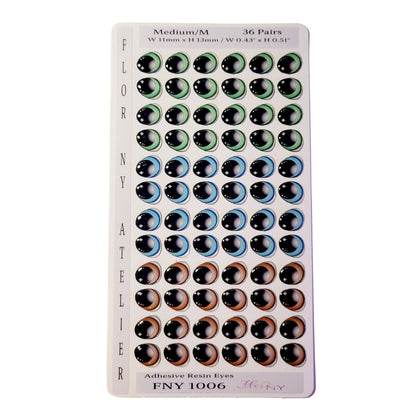 Adhesive Resin Eyes FNY 1006 - for use with Cold Porcelain Air Dry Clay, Polymer Clay, EVA, Felt, Fabric, Plaster, Paper, Ceramic and more