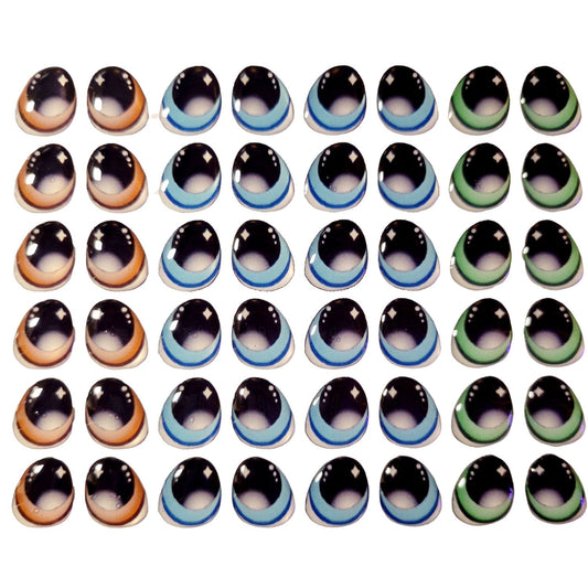 F#1006 Adhesive Resin Eyes - 3 sizes - for use with Cold Porcelain Air Dry Clay, Polymer Clay, EVA, Felt, Fabric, Plaster, Paper, Ceramic and more