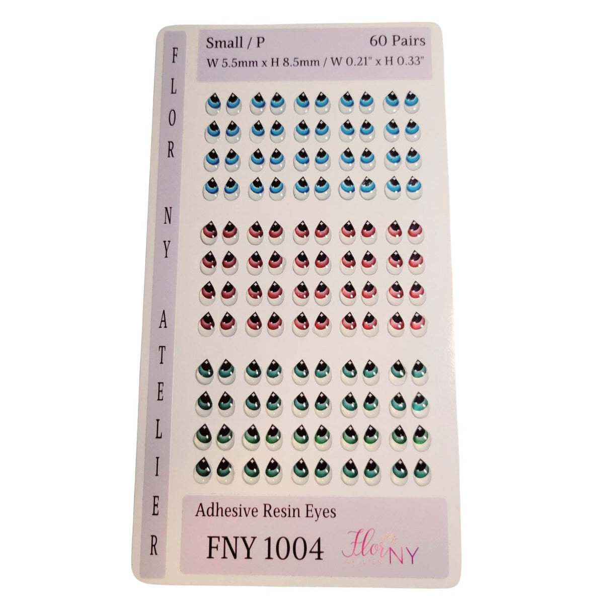 Adhesive Resin Eyes FNY 1004 - for use with Cold Porcelain Air Dry Clay, Polymer Clay, EVA, Felt, Fabric, Plaster, Paper, Ceramic and more