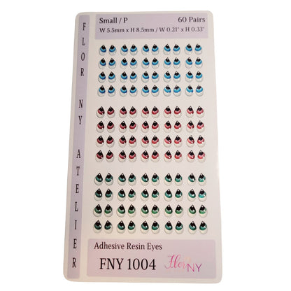 Adhesive Resin Eyes FNY 1004 - for use with Cold Porcelain Air Dry Clay, Polymer Clay, EVA, Felt, Fabric, Plaster, Paper, Ceramic and more