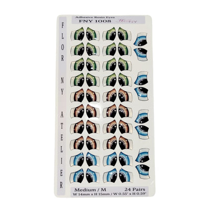 Adhesive Resin Eyes FNY 1008 - for use with Cold Porcelain Air Dry Clay, Polymer Clay, EVA, Felt, Fabric, Plaster, Paper, Ceramic and more