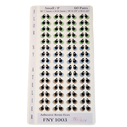 Adhesive Resin Eyes FNY 1003 - for use with Cold Porcelain Air Dry Clay, Polymer Clay, EVA, Felt, Fabric, Plaster, Paper, Ceramic and more