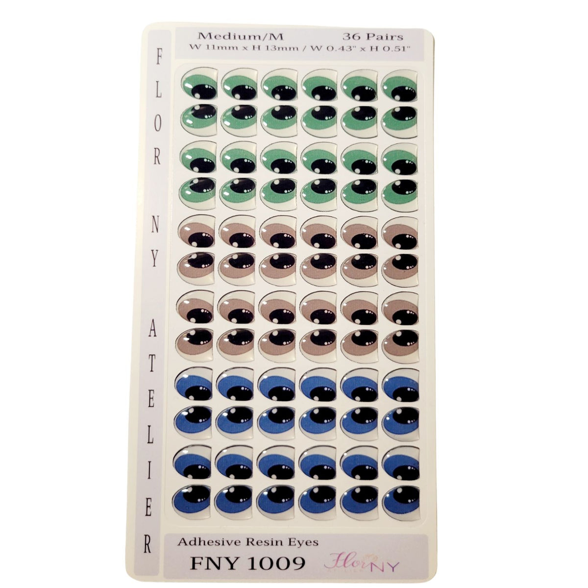 Adhesive Resin Eyes FNY 1009 - for use with Cold Porcelain Air Dry Clay, Polymer Clay, EVA, Felt, Fabric, Plaster, Paper, Ceramic and more