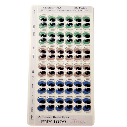 Adhesive Resin Eyes FNY 1009 - for use with Cold Porcelain Air Dry Clay, Polymer Clay, EVA, Felt, Fabric, Plaster, Paper, Ceramic and more