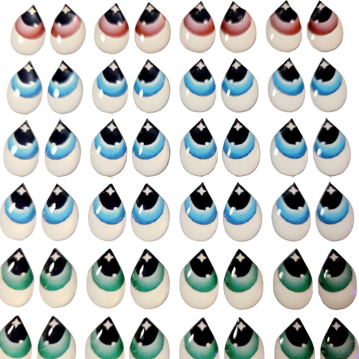 Adhesive Resin Eyes FNY 1004 - for use with Cold Porcelain Air Dry Clay, Polymer Clay, EVA, Felt, Fabric, Plaster, Paper, Ceramic and more