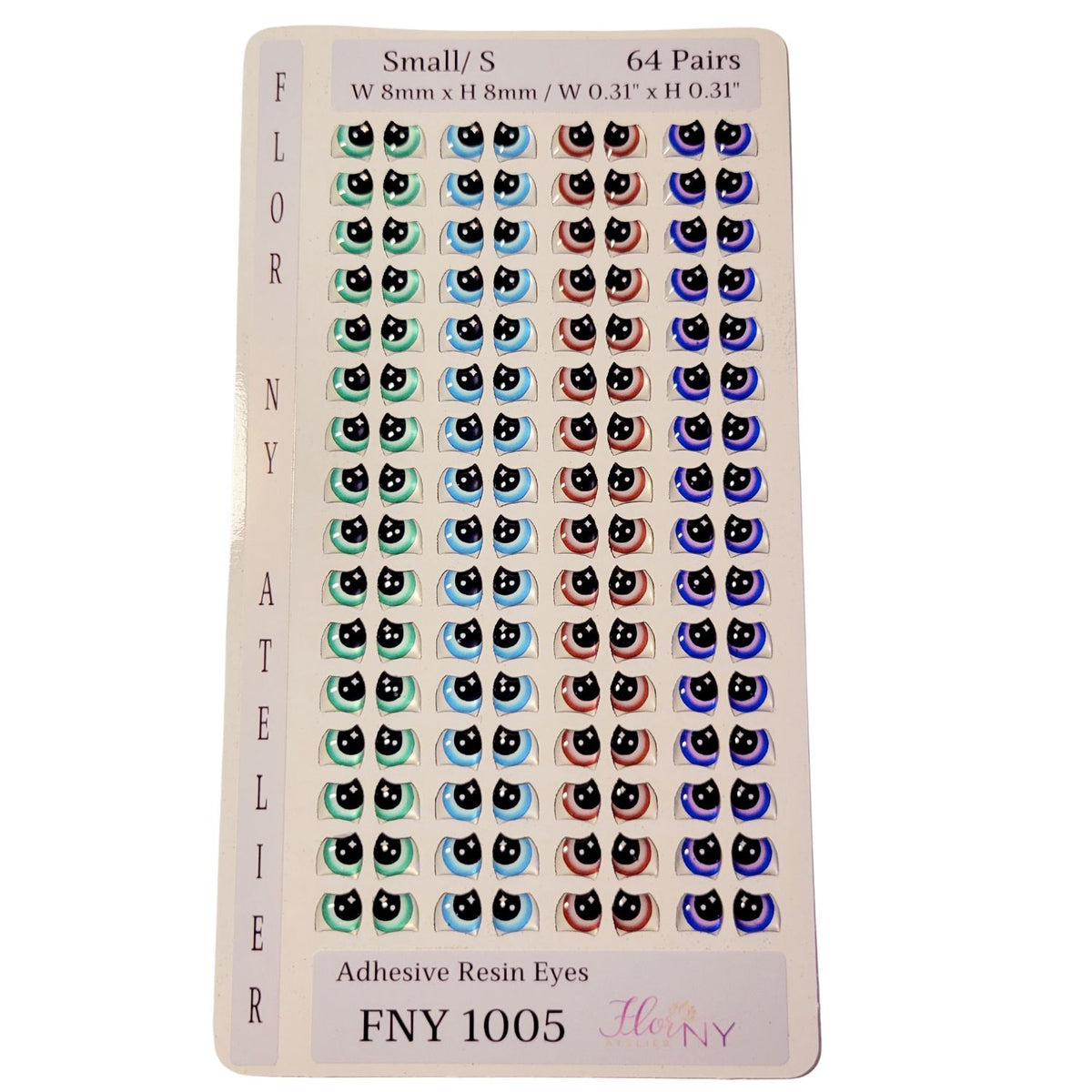 Adhesive Resin Eyes FNY 1005 - for use with Cold Porcelain Air Dry Clay, Polymer Clay, EVA, Felt, Fabric, Plaster, Paper, Ceramic and more