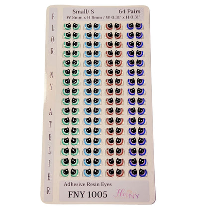 Adhesive Resin Eyes FNY 1005 - for use with Cold Porcelain Air Dry Clay, Polymer Clay, EVA, Felt, Fabric, Plaster, Paper, Ceramic and more