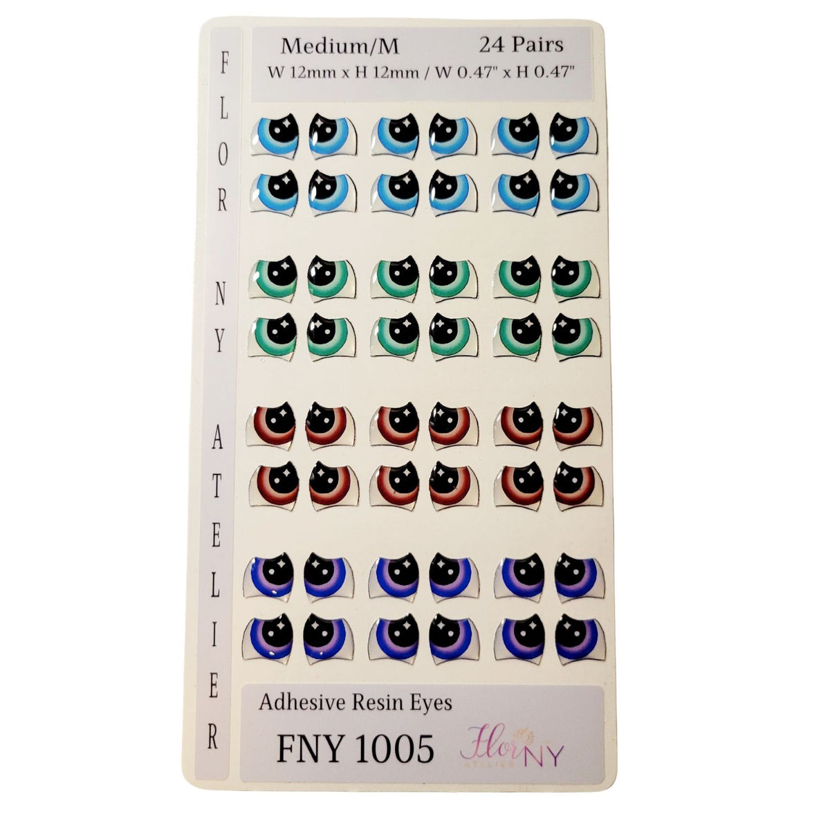 Adhesive Resin Eyes FNY 1005 - for use with Cold Porcelain Air Dry Clay, Polymer Clay, EVA, Felt, Fabric, Plaster, Paper, Ceramic and more