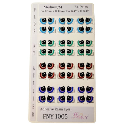 Adhesive Resin Eyes FNY 1005 - for use with Cold Porcelain Air Dry Clay, Polymer Clay, EVA, Felt, Fabric, Plaster, Paper, Ceramic and more