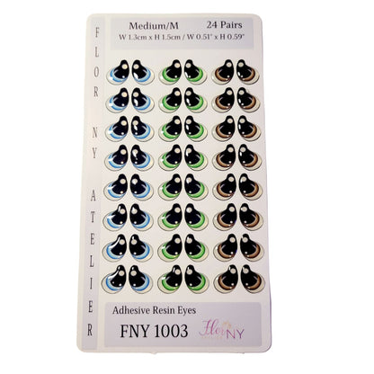 Adhesive Resin Eyes FNY 1003 - for use with Cold Porcelain Air Dry Clay, Polymer Clay, EVA, Felt, Fabric, Plaster, Paper, Ceramic and more