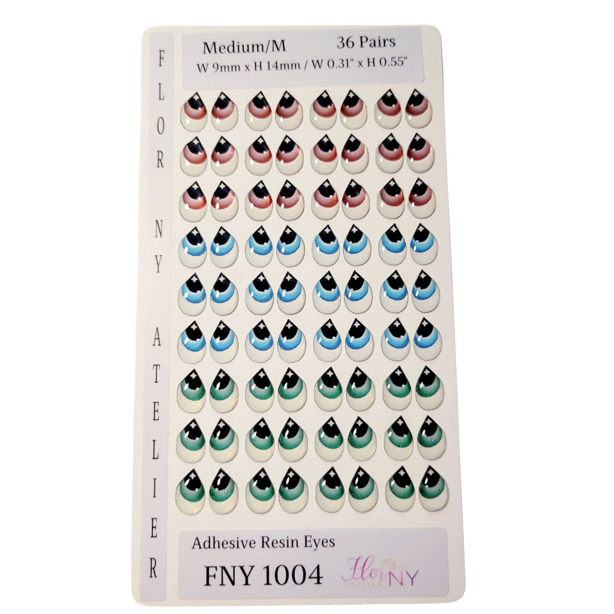Adhesive Resin Eyes FNY 1004 - for use with Cold Porcelain Air Dry Clay, Polymer Clay, EVA, Felt, Fabric, Plaster, Paper, Ceramic and more
