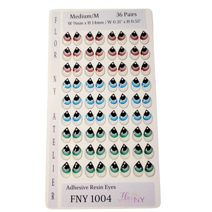 Adhesive Resin Eyes FNY 1004 - for use with Cold Porcelain Air Dry Clay, Polymer Clay, EVA, Felt, Fabric, Plaster, Paper, Ceramic and more