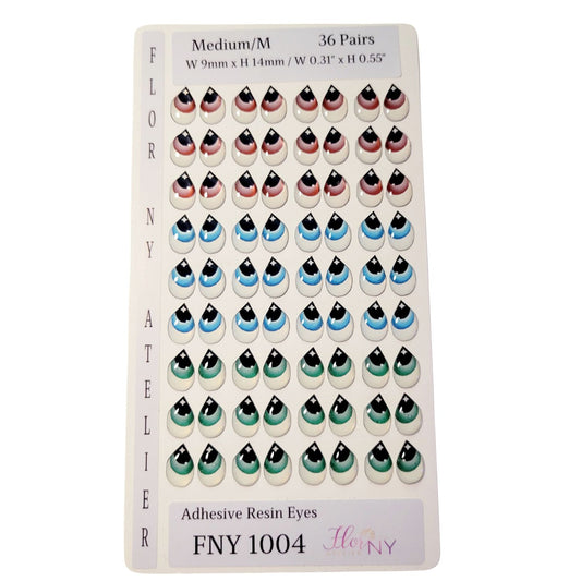 Adhesive Resin Eyes FNY 1004 - for use with Cold Porcelain Air Dry Clay, Polymer Clay, EVA, Felt, Fabric, Plaster, Paper, Ceramic and more