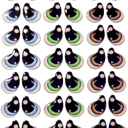 F#1003 Adhesive Resin Eyes - 3 sizes - for use with Cold Porcelain Air Dry Clay, Polymer Clay, EVA, Felt, Fabric, Plaster, Paper, Ceramic and more