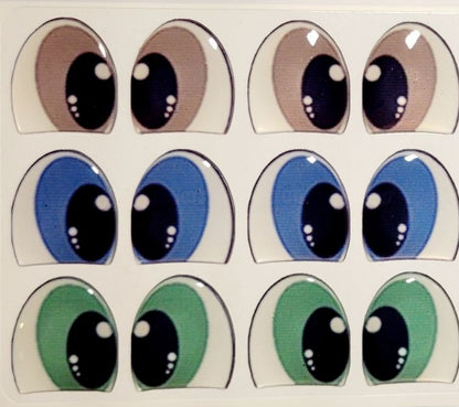 Adhesive Resin Eyes FNY 1009 - for use with Cold Porcelain Air Dry Clay, Polymer Clay, EVA, Felt, Fabric, Plaster, Paper, Ceramic and more
