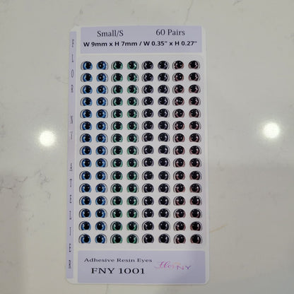 Adhesive Resin Eyes FNY 1001 - for use with Cold Porcelain Air Dry Clay, Polymer Clay, EVA, Felt, Fabric, Plaster, Paper, Ceramic and more