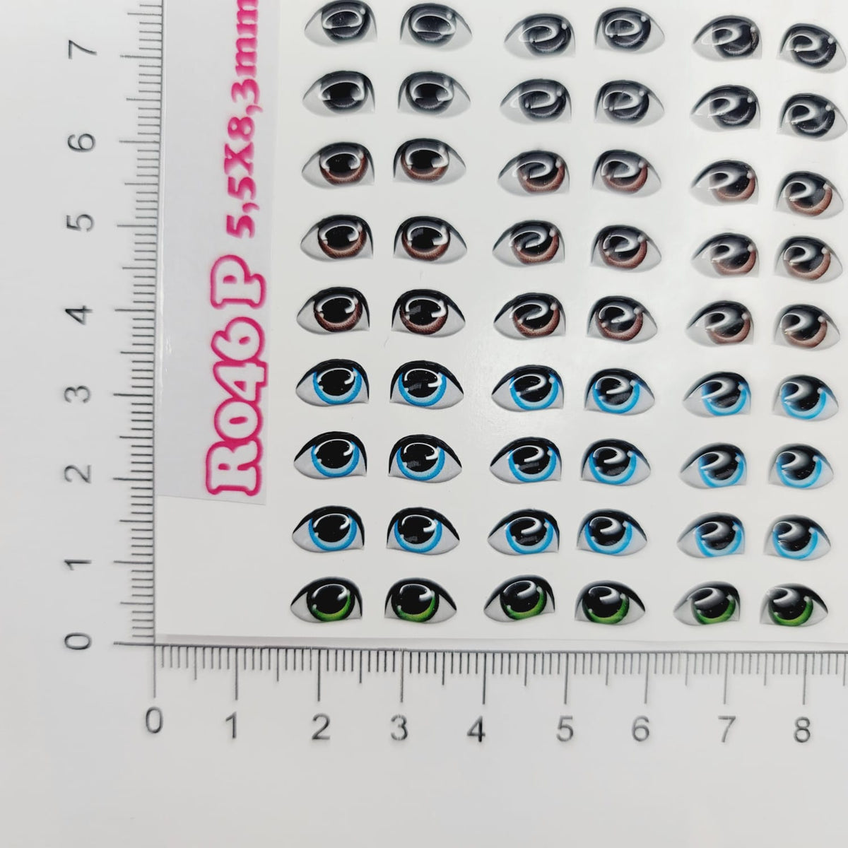 STY R046 Adhesive Resin Eyes for Clays Multicolor SM (5,5 x 8,3 mm) 72Pairs