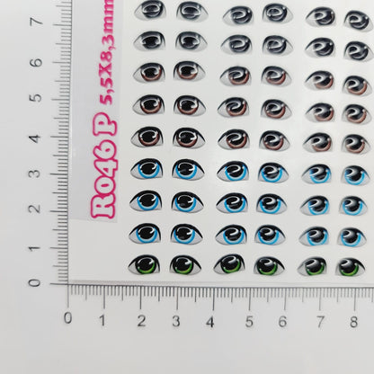 STY R046 Adhesive Resin Eyes for Clays Multicolor SM (5,5 x 8,3 mm) 72Pairs