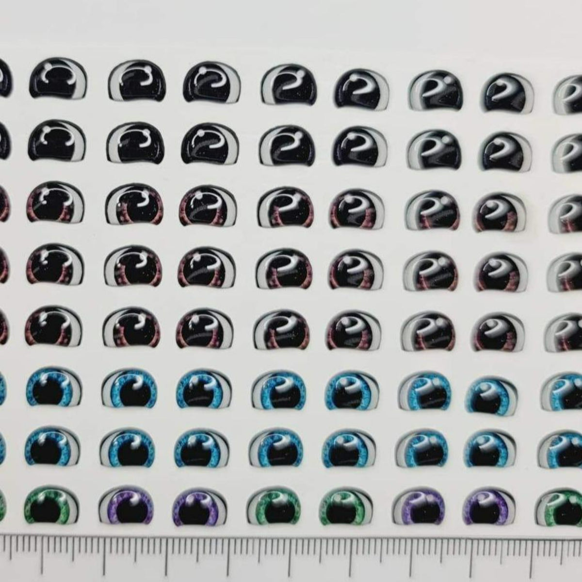 STY R048 Adhesive Resin Eyes for Clays Multicolor SM (7,9 x 9 mm) 64Pairs