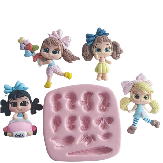 F#140 Doll Hair 3 Silicone Mold