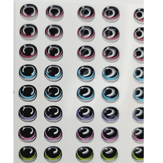 STY R009 Adhesive Resin Eyes for Clays Multicolor Small (8x8,5 mm) - 49 Pairs