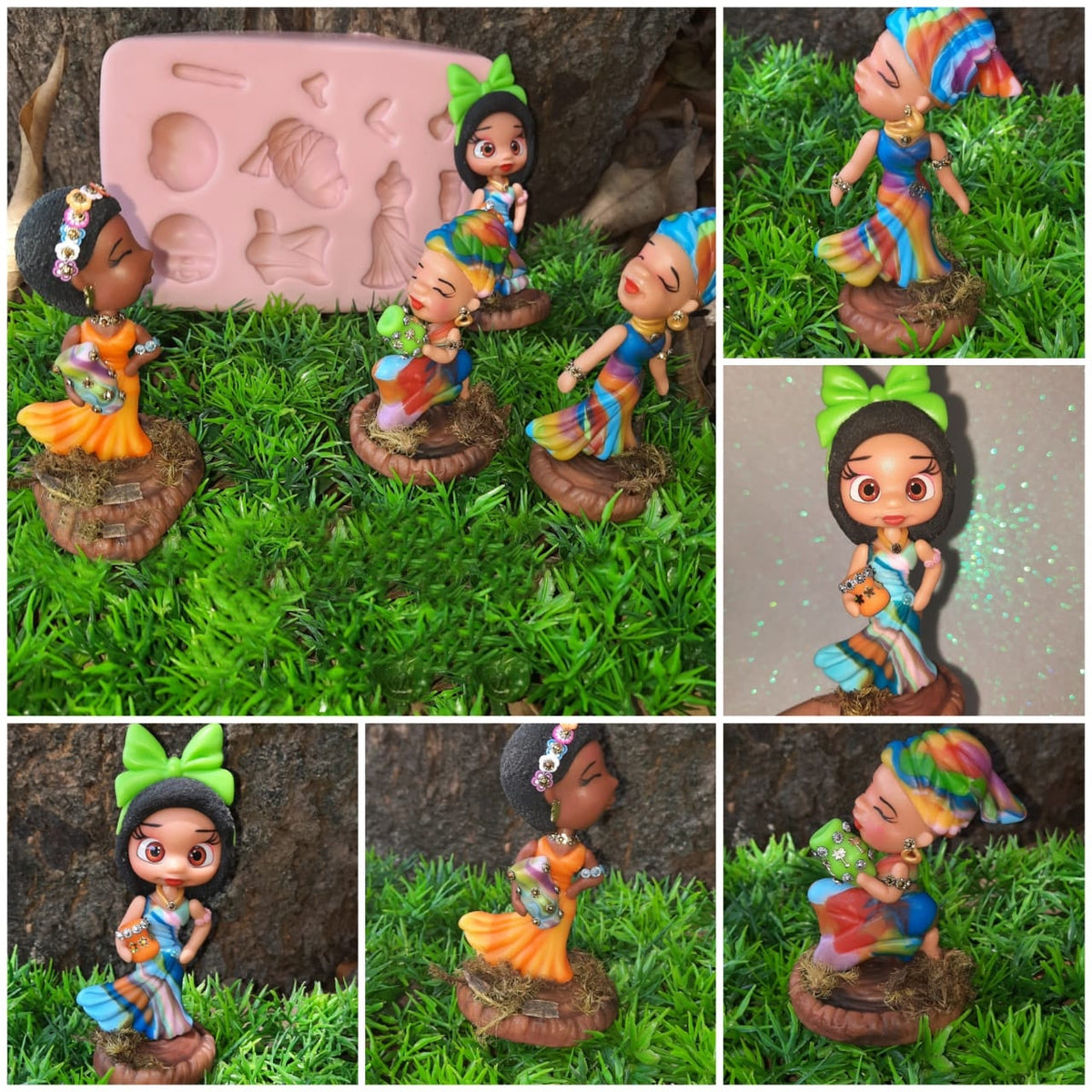 F#158 African Doll 1  Silicone Mold