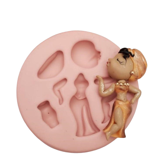 F#159 African Doll 2  Silicone Mold