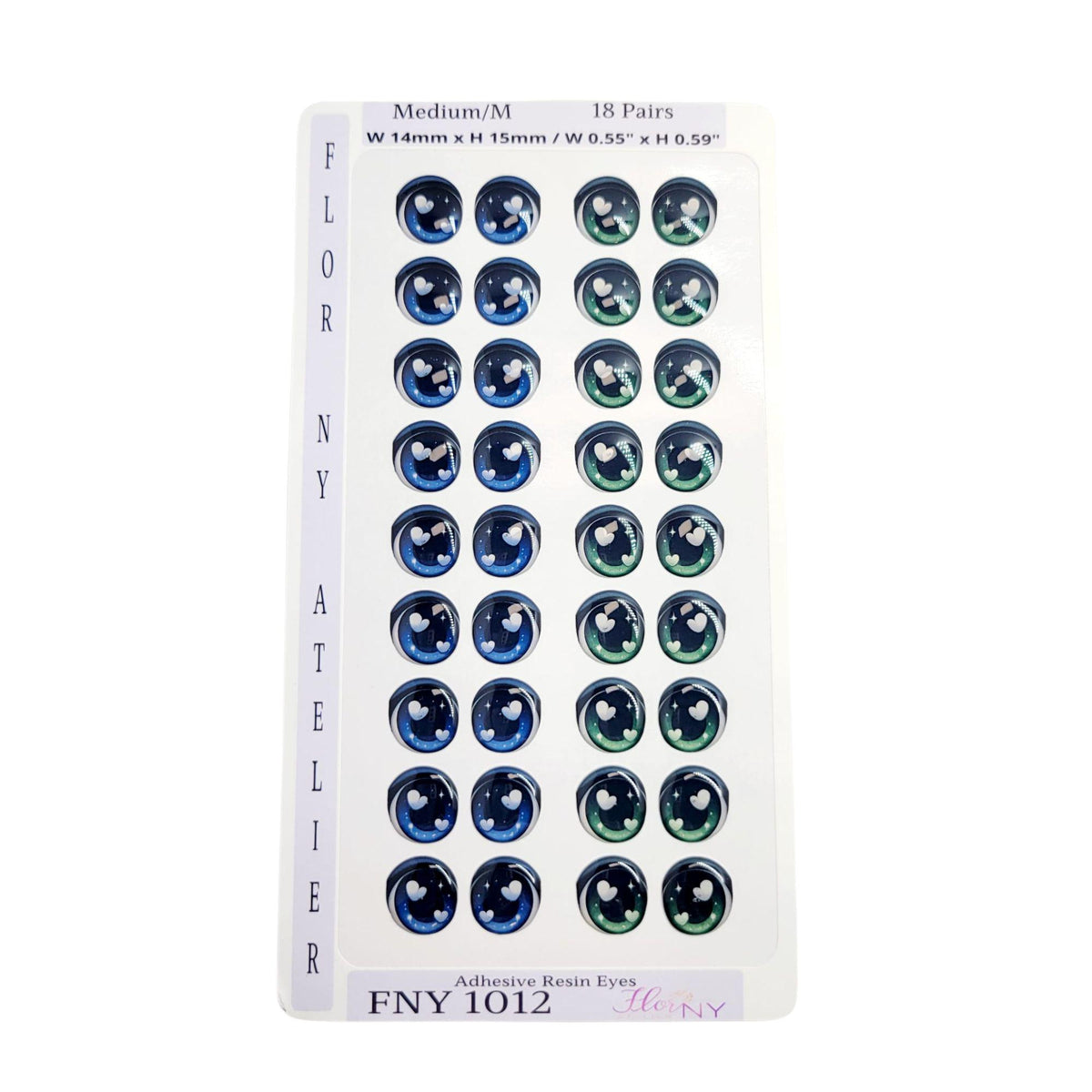 Adhesive Resin Eyes FNY 1012 - for use with Cold Porcelain Air Dry Clay, Polymer Clay, EVA, Felt, Fabric, Plaster, Paper, Ceramic and more
