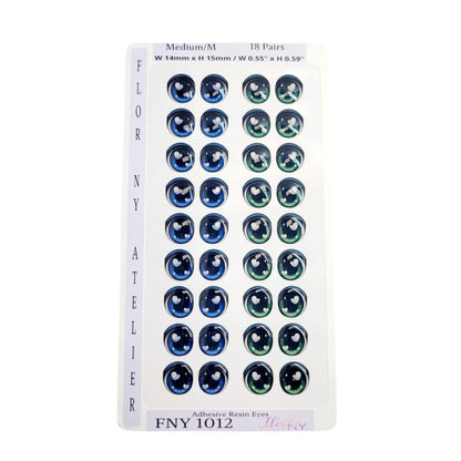 Adhesive Resin Eyes FNY 1012 - for use with Cold Porcelain Air Dry Clay, Polymer Clay, EVA, Felt, Fabric, Plaster, Paper, Ceramic and more
