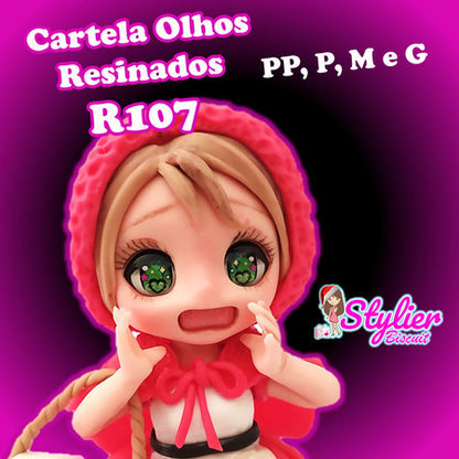 STY R107 Adhesive Resin Eyes for Clays Multicolor  64Pairs