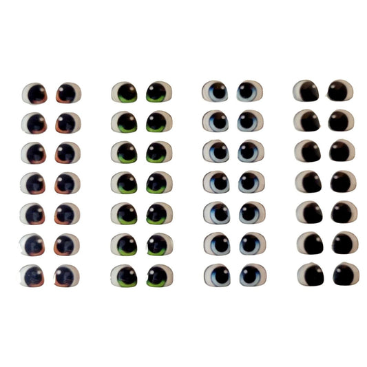 F#1002 Adhesive Resin Eyes  - for use with Cold Porcelain Air Dry Clay, Polymer Clay, EVA, Felt, Fabric, Plaster, Paper, Ceramic and more