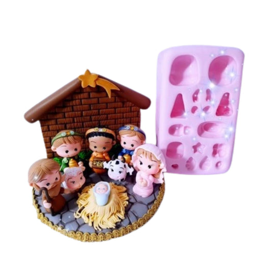 F#61 Xmas Crib Figures Silicone Mold