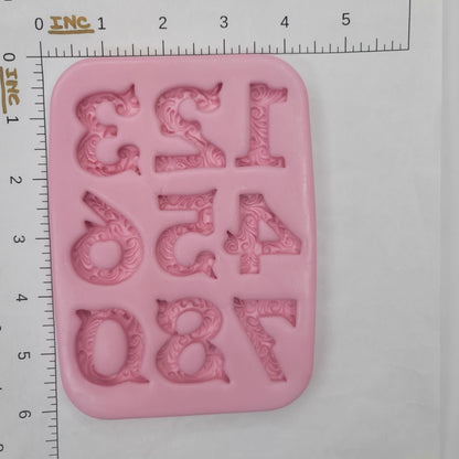F#109 Decorative Numbers  silicone Mold
