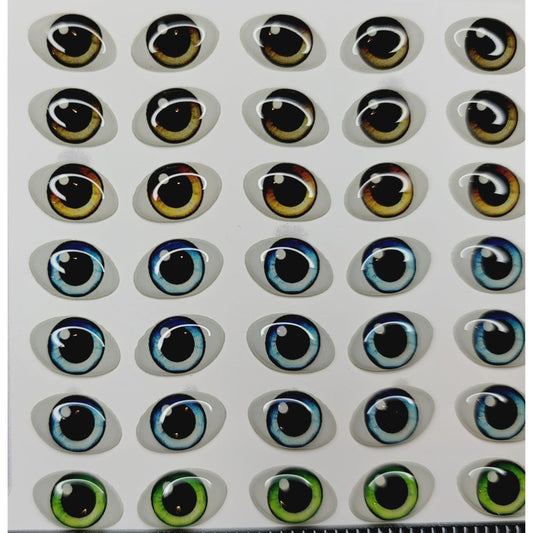 STY R004 Adhesive Resin Eyes for Clays Multicolor STY R004 M (9x12 mm) 42Pairs