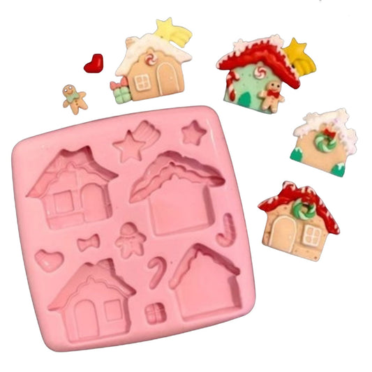 F#63 Gingerbread Houses Silicone Mold